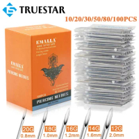 100/50/10PCS EMALLA Piercing Needles 12-20G Sterile Puncture Needle for Nose Stud Lip Nail Tools Disposable Body Piercer Needle