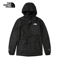 【The North Face 官方旗艦】北面兒童黑色防水透氣拉鍊休閒連帽衝鋒衣｜82STJK3