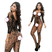 Women Sexy Crotchless Erotic Lingerie Porn Fishnet Mesh Bodysuit Female Stretch Open Crotch Porn Teddy Hollow Out Bodystockings