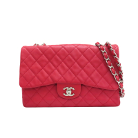 【二手名牌BRAND OFF】CHANEL 香奈兒 紅色 荔枝紋牛皮 JUMBO COCO 肩背包 A58600