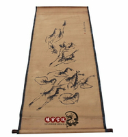 仿古字畫 中堂畫國畫山水畫辦公室畫客廳裝飾畫 齊白石蝦圖已裝裱1入