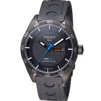 TISSOT PRS 516 碳纖維紋飾機械錶-黑/42mm