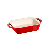 【法國Staub】長方形陶瓷烤盤14x11cm-櫻桃紅/0.4L(德國雙人牌集團官方直營)