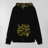 Jaket BAPE SHARK CAMO GREEN BLACK FULL ZIP HOODIE 100% ORIGINAL Size L