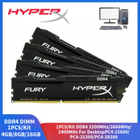 1Pcs/1Kit Hyperx RAM DDR4 Memoria 16GB 8GB 4GB 2400MHz 2666MHz 3200MHz 1.2V Desktop Memory PC4-25600 21300 19200 DIMM 288pin