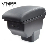 Vtear Armrest Support Box USB Port Leather Lid ABS Case Car-Styling Decoration Interior Accessories For Touran L Touran Allspace