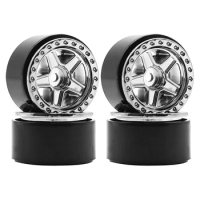 RCGOFOLLOW 1.0 Inch Metal Wheel Rims 5-Spoke 7.5mm 1/18 1/24 SCX24 Trx4m Fcx24 RC Car Part RC Car Accessories Black