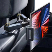 Auto Headrest Tablet Holder Clips 360 Degree Rotating Tablet Stand Mount Car Rear Seat Pillow Phone Support for iPad 4.7-12inch