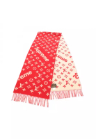 Louis Vuitton Pre-Loved Louis Vuitton LOUIS VUITTON × Supreme Scarf wool cashmere Red beige