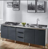 可定制🔥現貨  ✅流理台 簡易櫥櫃家用不銹鋼廚房櫃子灶臺櫃櫥櫃一體組裝廚櫃
