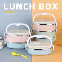 Storage Container 1 Set 800/1600/2400ml Lunch Box 1/2/3 Layer with Handle Stackable Thermal Stainless Steel Cold And Hot Food Of