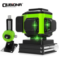 CLUBIONA 16/12 lines Self-leveling Remote Control Outdoor Mode - Receiver Auto 3x360 Green beam Line Laser Level