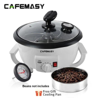 CAFEMASY Electric Coffee Beans Roaster Peanut Baking Stove Popcorn Make Dryer Roasting Machine Grain Drying With Thermometer/Pan