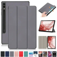 For Samsung Tab S9 Fe Plus Case 12.4" Trifold Magnetic Leather Stand Hard Smart Cover For Coque Galaxy Tab S9 FE S9 Plus Case