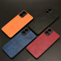 Suit For Motorola Moto G34 luxury car line leather back cover for MotoG34 Moto G34 skin PU Rear cover