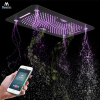 M Boenn Modern 3 Functions LED Rain Shower Head Bathroom High Pressure Music Shower Panel with Hydromassage for Bath Accessories