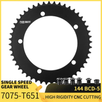 PASS QUEST 144BCD Bicycle Fixed Gear Chainring 5-Bolts for High RIgidity Venue Bike Fixed Gear Special Track Bike Chainring Disc