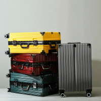 商務旅行箱 鋁框行李箱 靜音萬向輪 密碼箱 20~28吋行李箱 大容量皮箱 復古直角拉桿箱 登機箱