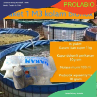 Prolabio Paket Bioflok Kolam Ikan 1 M3 Lengkap dengan Garam Ikan Super 1kg Kapur Dolomit 50gr Molase