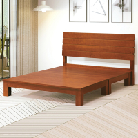 Boden-奧納斯5尺雙人柚木色實木床組/床架(床頭片+床底)