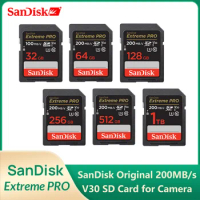 SanDisk Extreme Pro SD Card Memory Card U3 V30 4K Video 32GB 64GB 128GB 256GB 512GB 1TB Up to 200MB/s for Camera Video Recorder