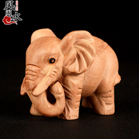 桃木象擺件木雕桃木象實木大象一對擺件 禮品禮物♠極有家♠