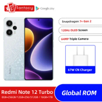 Global ROM Xiaomi Redmi Note 12 Turbo 5G 120Hz OLED Display Snapdragon 7+ Gen 2 64MP Main Camera 67W Charging 5000mAh