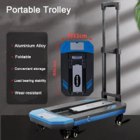 Portable Foldable Car Luggage Cart Handling Platform Hand Luggage Trailer Durable Goods Handling Trolley