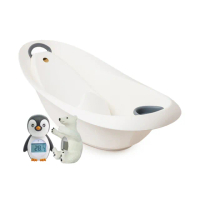【mininor】丹麥 寶寶浴缸/澡盆/浴盆+動物造型溫度計組 附新生兒浴架(多款可選)