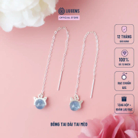 Bông Tai Dài Bạc 925 Cho Nữ Tai Mèo Mix Hạt Đá Tròn Tự Nhiên Trẻ Trung, Năng Động BT12 (Mua một, tặn