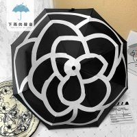 下雨的聲音 日本訂單抗UV小香風山茶花三折折疊傘(二色)