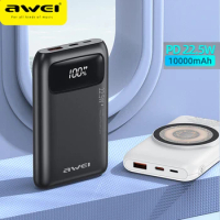 Awei P156K Magnetic Wireless Charger 10000mAh Power Bank PD22.5W Fast Charging Powerbank For iPhone 14 13 12 Pro Max Xiaomi