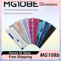 Monsgeek Mg108b Mechanical Keyboard Tri Mode Bluetooth Wireless 108 Keys Gaming Keyboard Dynamic Rgb Hotswap Pc Gamer Man Gifts