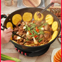 Electric wok Household cast iron integrated pot Multifunctional electric wok Electric hot pot
