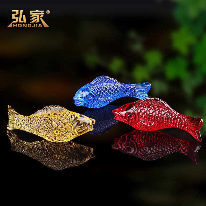 超人気☆魚瑠璃工芸品装飾品水晶置物-