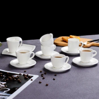 Ceramic Mini Coffee Mug Household Ceramic Coaster Spoon Afternoon Tea Table Decoration Home Desktop Decoration Exquisite Gift