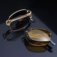 Metal Frame Eyewear Night Vision Folding Polarized Sunglasses for Men Photochromic Sunglasses Driving Glasses