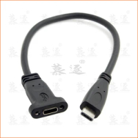 USB-C USB 3.1 Type C type-c Male to Female Extension Data Cable with Panel Mount Screw Hole 0.2M