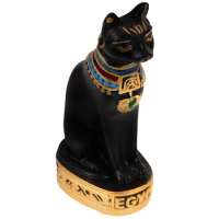 Egyptian Cat God Decor Fortune Cat Adornment Lucky Cat Craft Ornament Simulate Cat God Statue Model For Desktop Bookshelf Decor