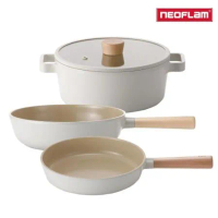 NEOFLAM FIKA系列 鑄造三鍋組(22cm雙耳湯鍋+26cm炒鍋+28cm平底鍋)