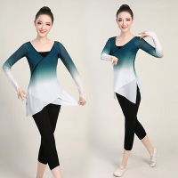 古典舞蹈練功服喇叭袖漸變藝考表演服女民族舞身韻舞蹈紗衣女