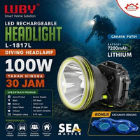 LUBY Headlamp Senter Kepala Selam 100W - 100 Watt Lithium 7200 mAh L-1817LN Cahaya Putih / L-1817KN 