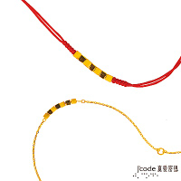 J code真愛密碼金飾 風格黃金腳鍊+紅繩手鍊