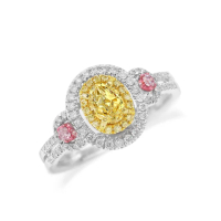 【AURORA 歐羅拉】GIA 50分 橢圓形 天然黃彩鑽 18K金鑽戒 風情