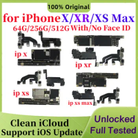 Unlocked Motherboard For iPhone X/XR/XS/XS Max 64g/256g with Face ID Fully Tested Cleaned iCloud Original Mainboard Authentic
