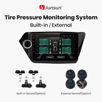 Junsun Tire Pressure Monitoring System TPMS for Android Car DVD USB Tyre Sensors Alarm Monitoring System Kit With 4 Sensors