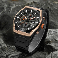 Evans Jayden Jam Tangan Pria EJ 9585 Rantai Stainless Steel Chronograph Kaca Sapphire Water Resistan