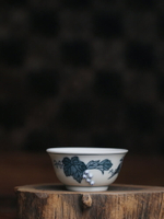 浮雕喜鵲葡萄杯高溫陶瓷釉下彩老潮州功夫茶杯茶具功夫茶反口碗杯