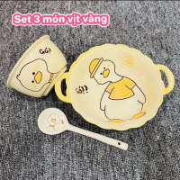 Set Bát Sứ 3 Món Vịt Vàng ( 1 Bát Nhỡ + 1 Bát Con + 1 Thìa)