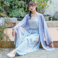 原創正品改良漢服宋制繡花褙子宋抹吊帶改良宋褲傳統表演服套裝女